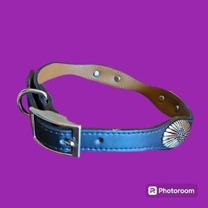 TEXAS LEATHER MFG Black Concho Western Leather Dog Collar NWOT